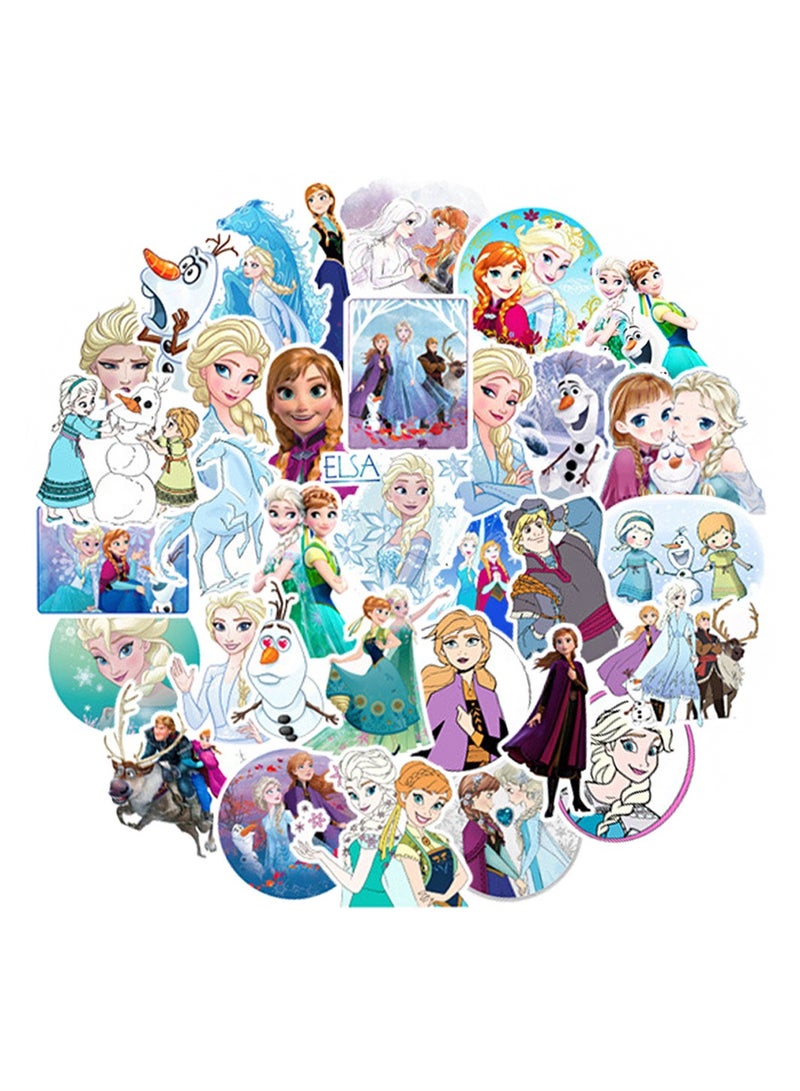50-Piece Frozen Elsa Anna Princess Stickers Waterproof Cartoon Vinyl Stickers for Laptop - Image 2