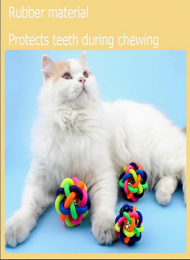 Interactive Pet Toy for Dogs & Cats – Colorful Rubber Knot Ball with Bell for Chewing, Training & Dental Care | Small Size - Image 3