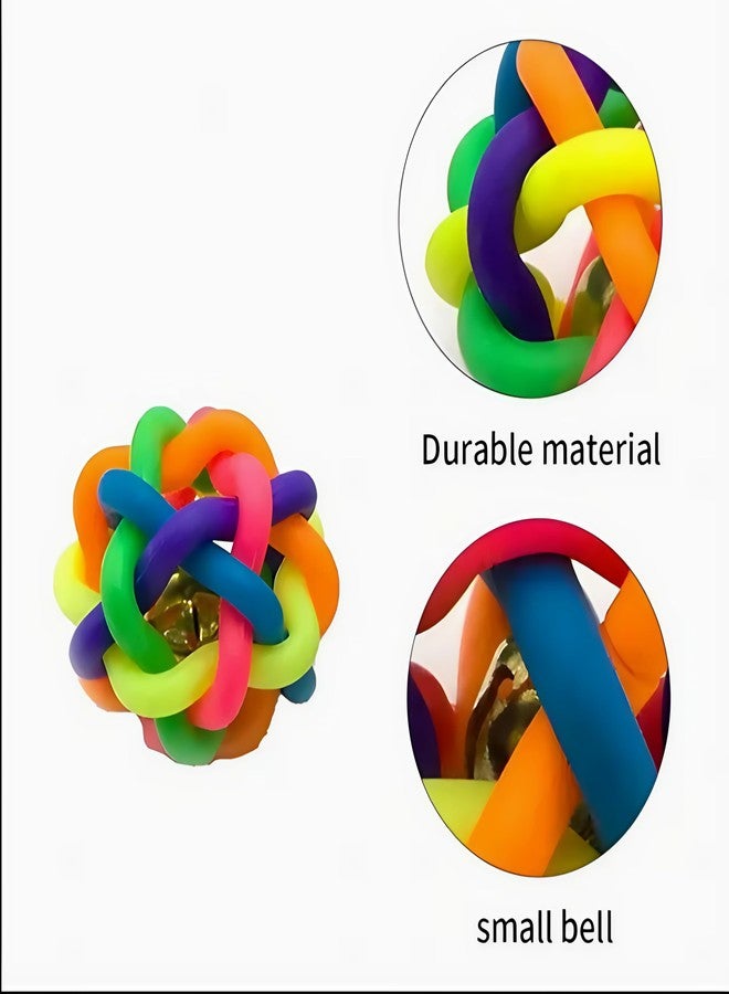 Interactive Pet Toy for Dogs & Cats – Colorful Rubber Knot Ball with Bell for Chewing, Training & Dental Care | Small Size - Image 5