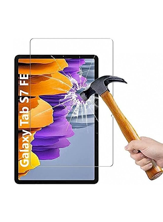 Galaxy Tab S7 FE Screen Protector Clear Tempered Glass for Galaxy Tab S7 FE 5G (12.4 Inch) SM-T730 / SM-T736B (Clear)