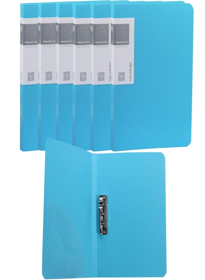 Acocony Punchless Binder with Clamp Letter Size Punchless Clamp Binder 8.5 x 11 Report Covers Plastic Watery Blue Pack of 6 - Image 1