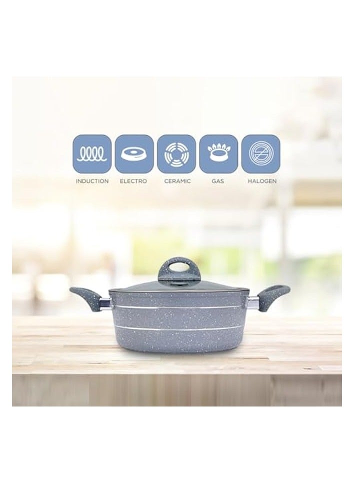 Green Tiger 10 Pcs Non-Stick Granite Cookware Set | 30cm,24cm Casserole With Glass Lid | 18cm Sauce Pan | 26cm Fry Pan | 28cm Flat Tawa - Image 4