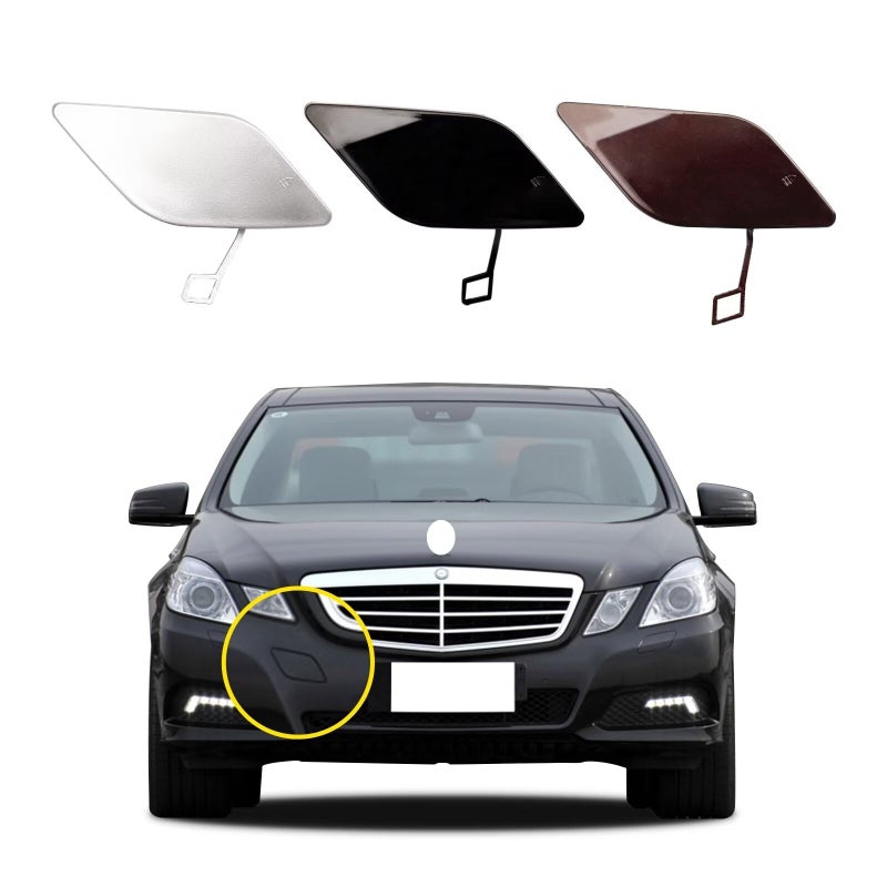 غطاء خطاف السحب الأمامي لسيارة جوهولي متوافق مع مرسيدس بنز EClass W212 E300 E350 E400 E550 2010 2011 2012 2013 غطاء مقطورة رقم A2128850126 2128850126 ملحقات السيارة فضي