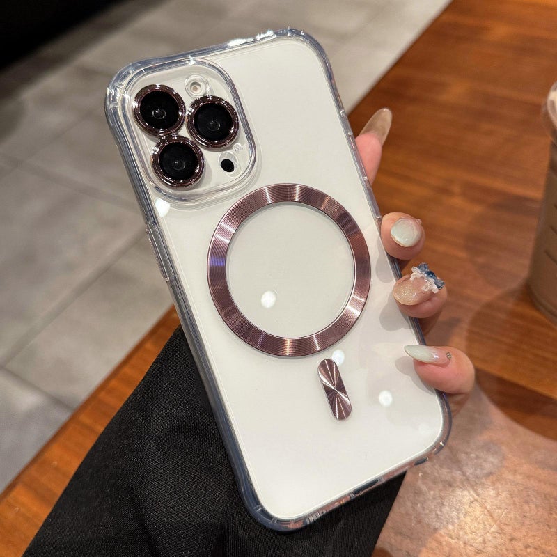 erorex For iPhone 13 Pro Max Transparent Acrylic MagSafe Phone Case(Pink) - Image 1