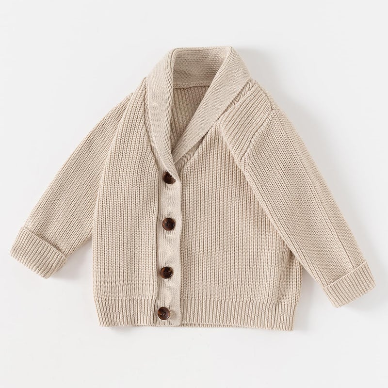 JAYPEIER Toddler Boys' Cotton V-Neck Knitted Sweater for Fall and Winter (US, Age, 4 Years, 5 Years, Beige) - Image 5