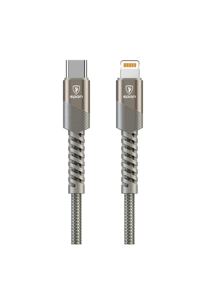 سبون كيبل USB C الى لايثينج أصلي و بجودة عالية بطول 1.2 متر من سبون, متوافق مع آيفون 14 بروماكس/ 14 برو/ 14 بلس/ 14/ 13/ 12/ 11/ 8/ 7/ X/ Xs Max / و أجهزة الايباد - Image 1