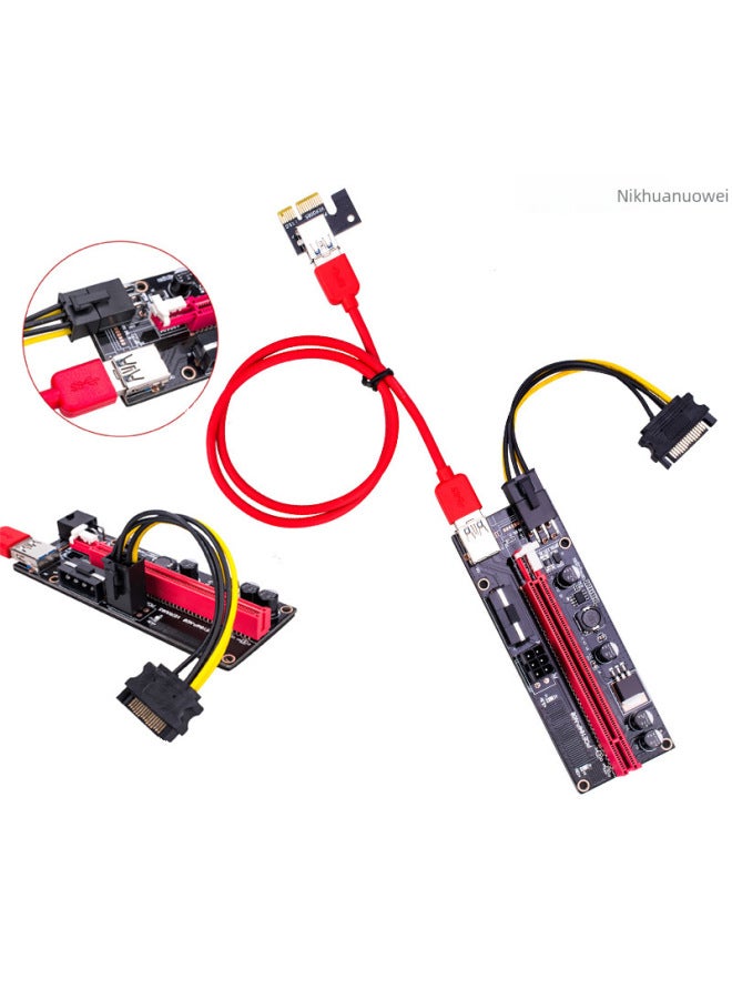 كابل تمديد بطاقة رسوميات PCI-E أسود كينج كونج 009S محول USB 3.0 محول PCIe 1x إلى 16x - Image 3