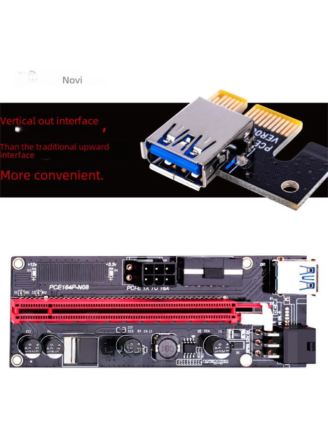 كابل تمديد بطاقة رسوميات PCI-E أسود كينج كونج 009S محول USB 3.0 محول PCIe 1x إلى 16x - Image 2