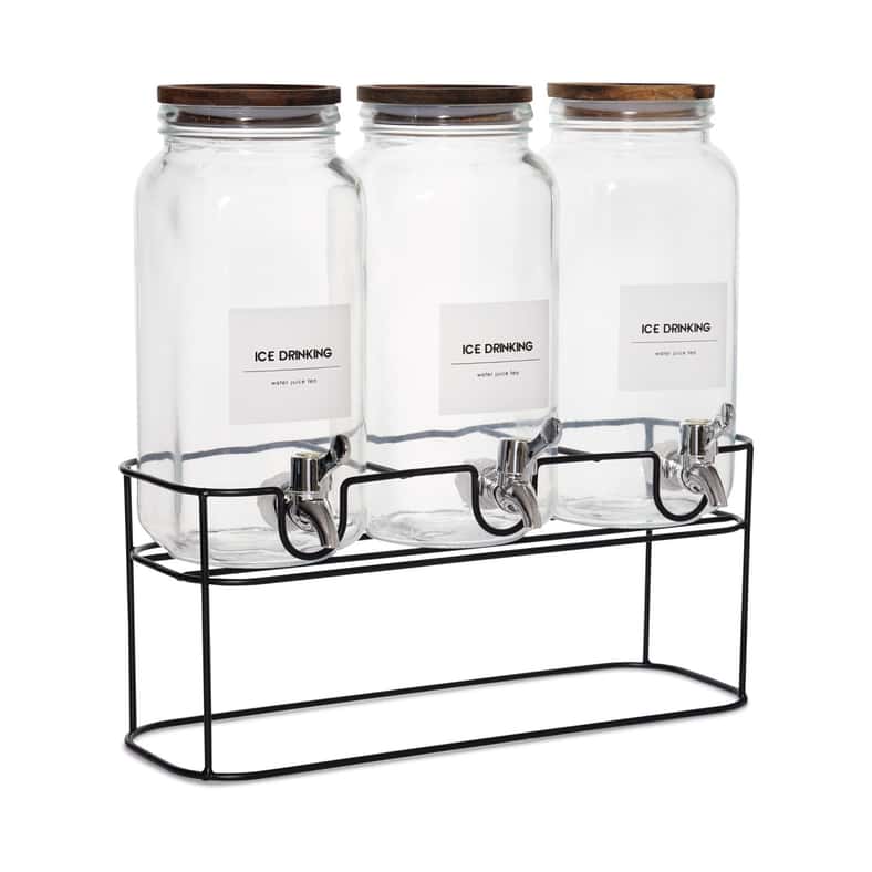 Hurley 3-Piece Drink Dispenser With Metal Stand 2.2L - Clear