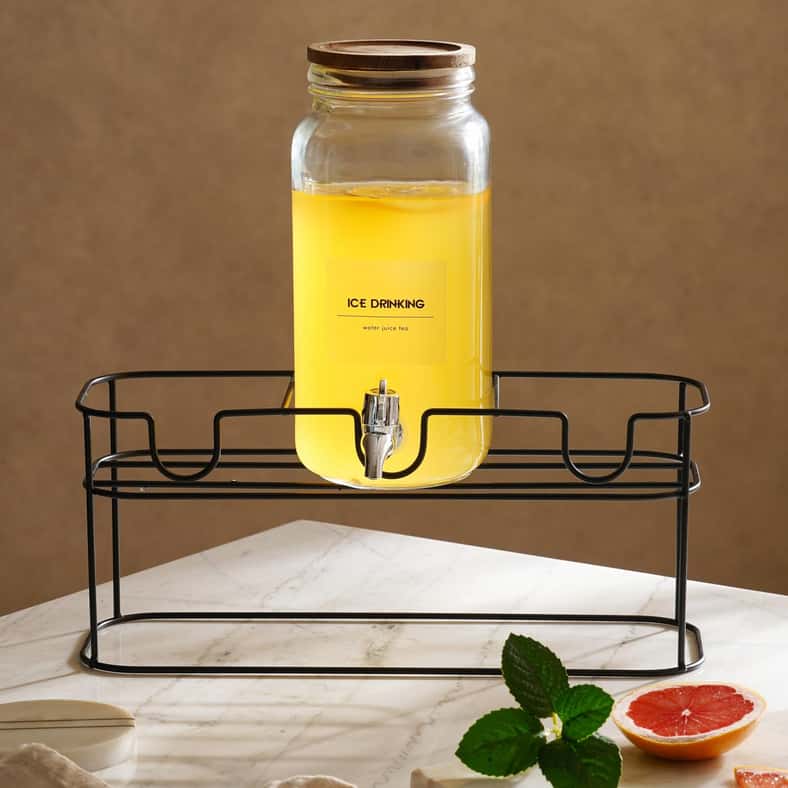 Pan Home Hurley 3-Piece Drink Dispenser With Metal Stand 2.2L - Clear - Image 2