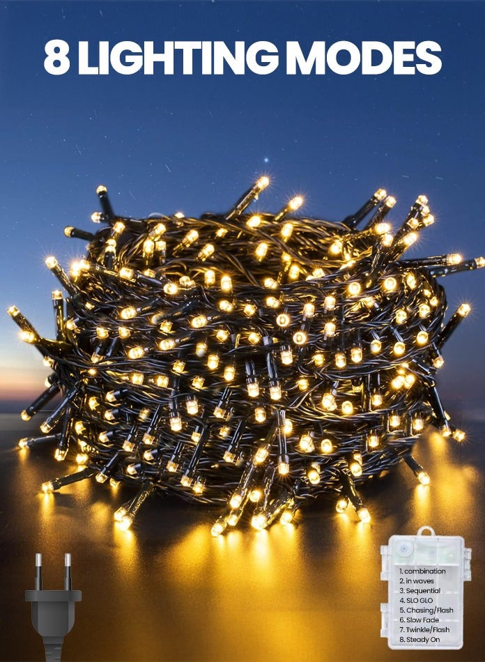 50Meter LED Fairy String Ramadan Lights – 320 LEDs, Warm White, 8 Modes, Waterproof Outdoor Curtain Lights for Eid, Diwali, Ramadan, Decorations, Home, Garden, Balcony, Party, Indoor & Outdoor Use