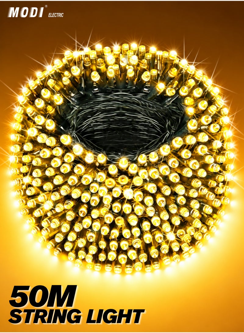 MODI 50Meter LED Fairy String Ramadan Lights – 320 LEDs, Warm White, 8 Modes, Waterproof Outdoor Curtain Lights for  Eid, Diwali, Ramadan, Decorations, Home, Garden, Balcony, Party, Indoor & Outdoor Use - Image 1