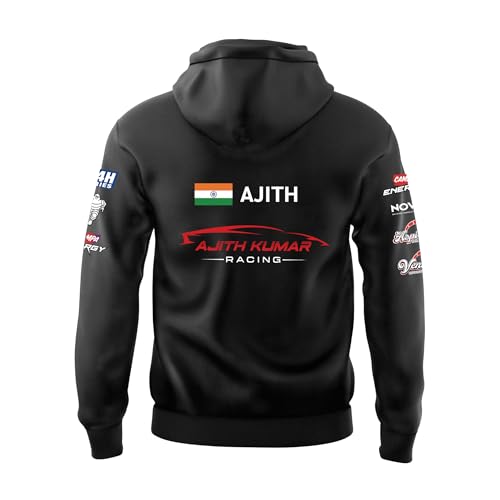 DUDEME Ajith Racing Hoodie Black | New Motorsport Hoodies for Men & Women | Casual wear Cotton Hoodies - Image 3