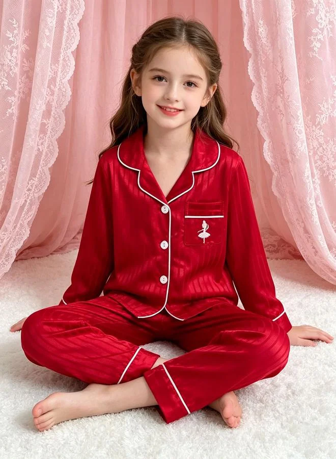 Take Two 2-Piece Red Striped Top And Pants Set
