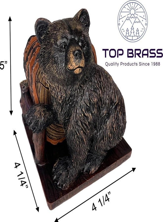 Top Brass Grizzly Bear 4 Drink Coaster Set - Guardian of The Coasters Holder - Rustic Cabin Kodiak Brown Bear Figure Décor for Cabin, Lodge and Home - Image 3