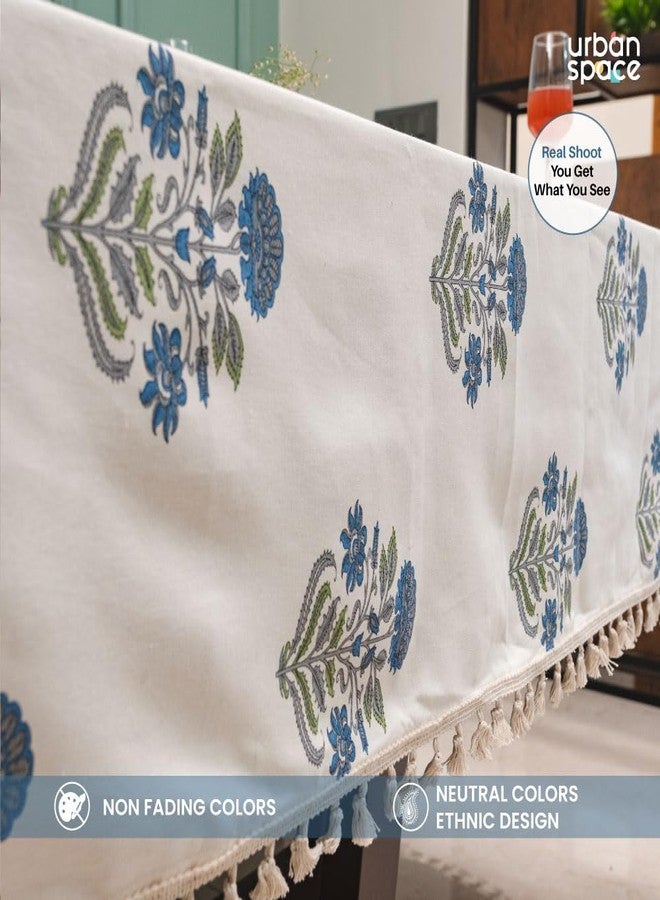 Urban Space 100% Cotton Dining Table Cover 6 Seater, Printed Cotton Table Cloth for Center Table, Table Cover with Tassels for Home Decor (Liberty Blue, 6 Seater - 48" x 92") - Image 4