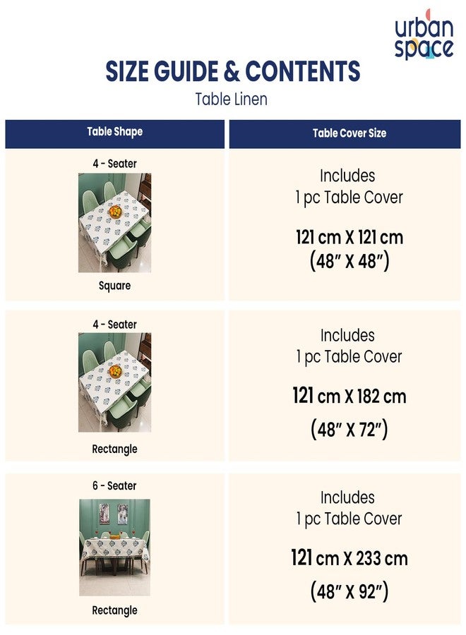 Urban Space 100% Cotton Dining Table Cover 6 Seater, Printed Cotton Table Cloth for Center Table, Table Cover with Tassels for Home Decor (Liberty Blue, 6 Seater - 48" x 92") - Image 5