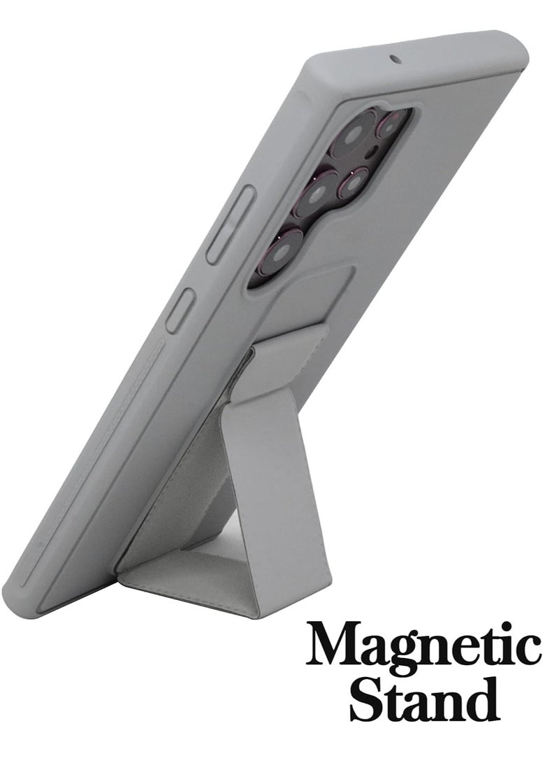 إلترازون Galaxy S23 Ultra Case Fully Covered With Finger Grip Stand Holder Anti Slip Shockproof Protective Case Cover For Samsung Galaxy S23 Ultra 5G (Gray) - Image 2