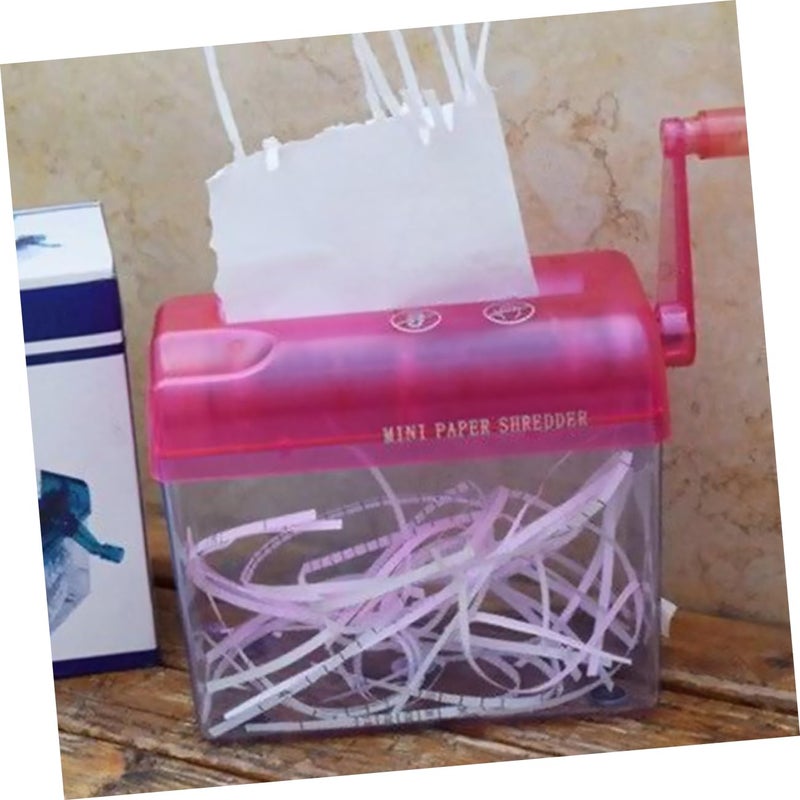 Red Manual Paper Shredder Hand Crank Desktop For Confidential Documents Compact Office Accessory - Image 4