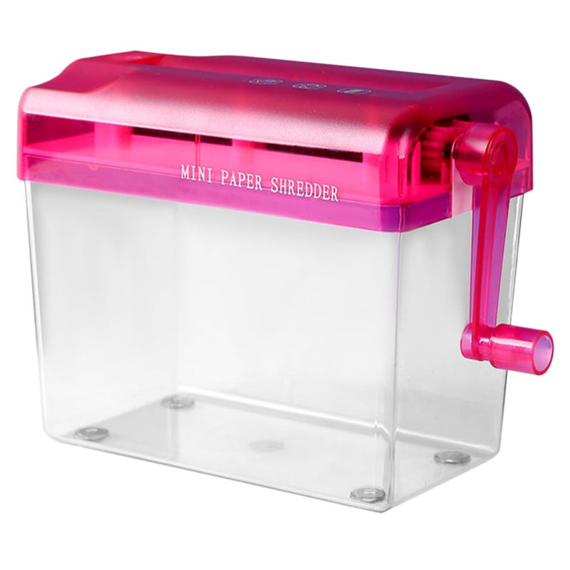 Red Manual Paper Shredder Hand Crank Desktop For Confidential Documents Compact Office Accessory - Image 2