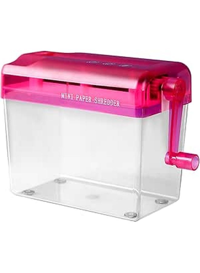 Red Manual Paper Shredder Hand Crank Desktop For Confidential Documents Compact Office Accessory - Image 1