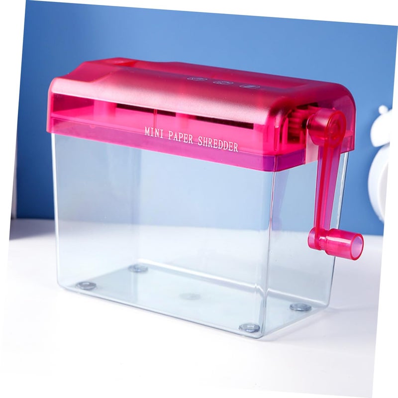 Red Manual Paper Shredder Hand Crank Desktop For Confidential Documents Compact Office Accessory - Image 3