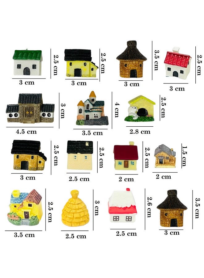 Moira Pack of 15 Miniature Toy Huts/Houses/Cottages for Dollhouse Decor, Model Making, Craft Activity, Cake Topper, Plant Decoration, Fairy Gardens, Terrarium - Image 2