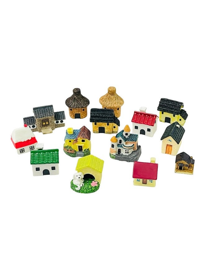 Moira Pack of 15 Miniature Toy Huts/Houses/Cottages for Dollhouse Decor, Model Making, Craft Activity, Cake Topper, Plant Decoration, Fairy Gardens, Terrarium - Image 1