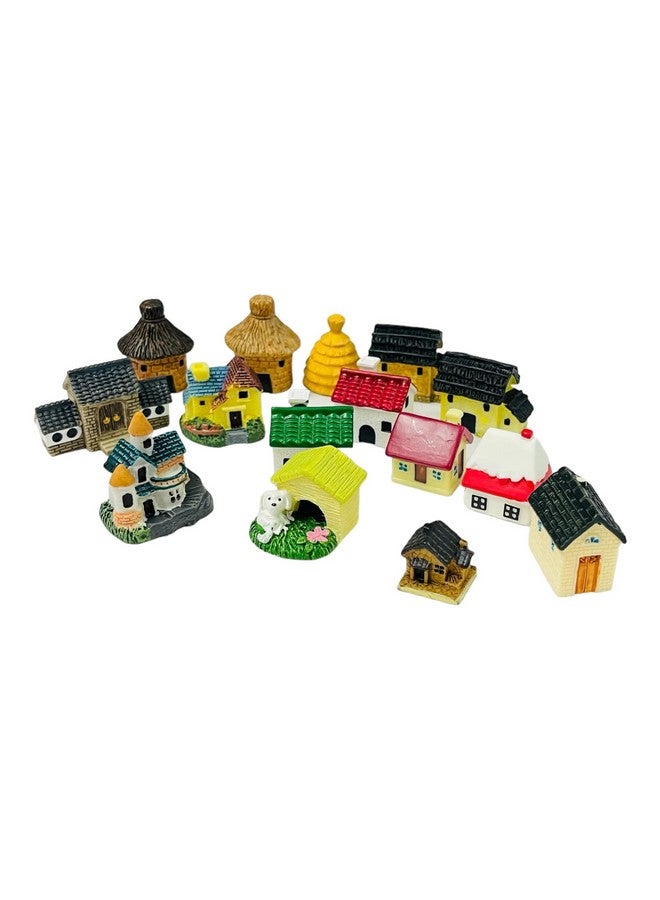 Moira Pack of 15 Miniature Toy Huts/Houses/Cottages for Dollhouse Decor, Model Making, Craft Activity, Cake Topper, Plant Decoration, Fairy Gardens, Terrarium - Image 4