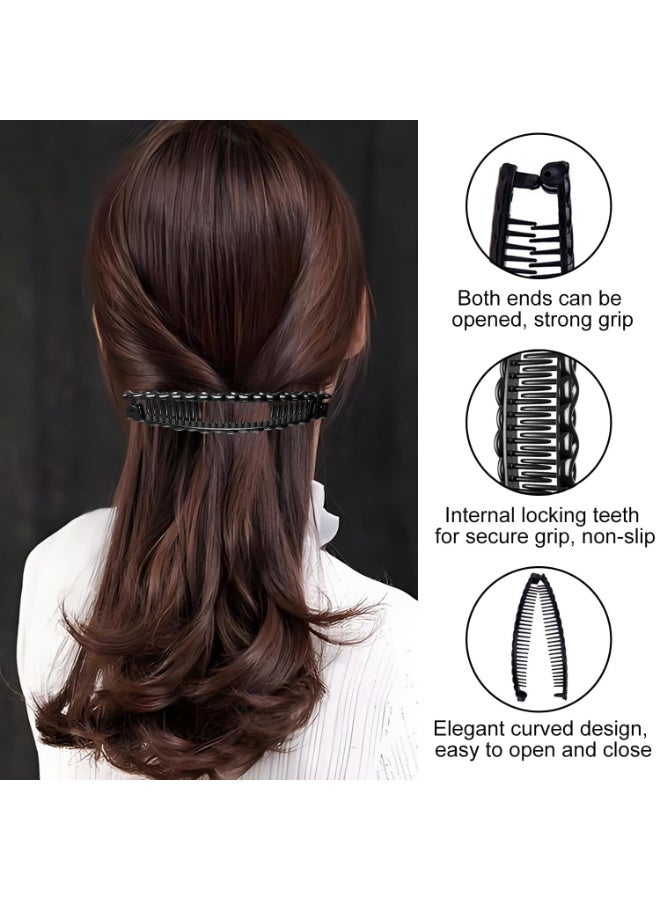 أوشيما 4PCS كبيرة موز مقاطع الشعر ، ملحقات الشعر الزخرفية مقاطع للشعر الطويل ، ملونة موز مقاطع الشعر الموز للشعر السميك ، غير انزلاق ذيل الحصان حامل مقاطع للنساء - Image 4