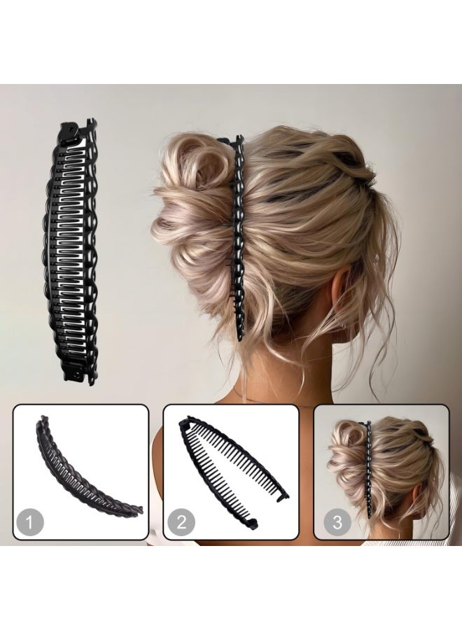 أوشيما 4PCS كبيرة موز مقاطع الشعر ، ملحقات الشعر الزخرفية مقاطع للشعر الطويل ، ملونة موز مقاطع الشعر الموز للشعر السميك ، غير انزلاق ذيل الحصان حامل مقاطع للنساء - Image 3