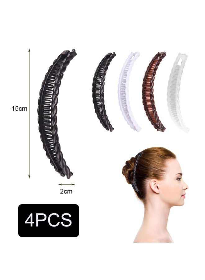 أوشيما 4PCS كبيرة موز مقاطع الشعر ، ملحقات الشعر الزخرفية مقاطع للشعر الطويل ، ملونة موز مقاطع الشعر الموز للشعر السميك ، غير انزلاق ذيل الحصان حامل مقاطع للنساء - Image 2