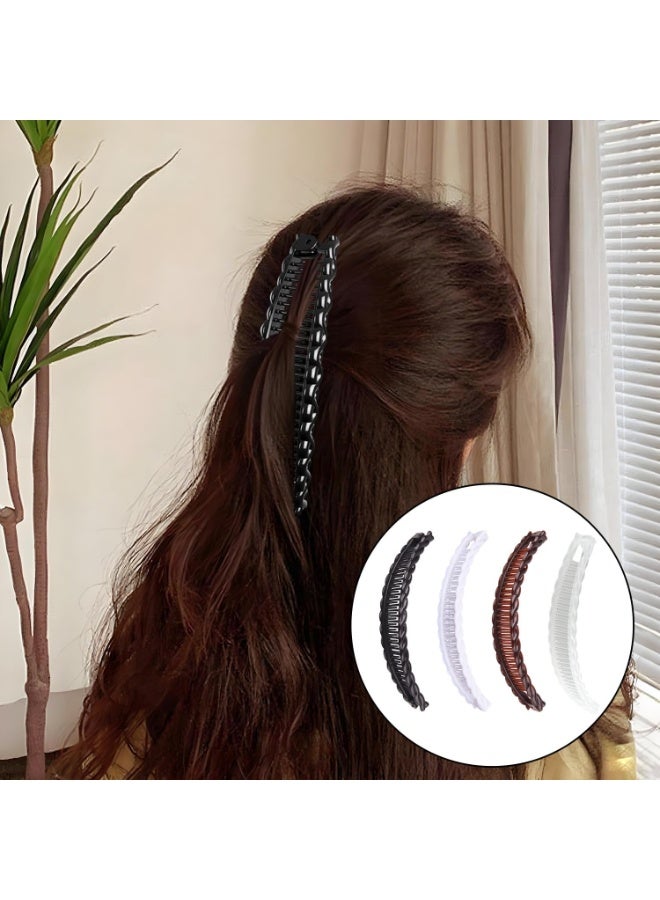 أوشيما 4PCS كبيرة موز مقاطع الشعر ، ملحقات الشعر الزخرفية مقاطع للشعر الطويل ، ملونة موز مقاطع الشعر الموز للشعر السميك ، غير انزلاق ذيل الحصان حامل مقاطع للنساء - Image 5
