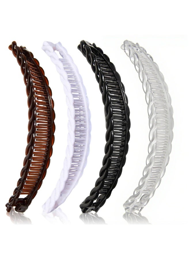 أوشيما 4PCS كبيرة موز مقاطع الشعر ، ملحقات الشعر الزخرفية مقاطع للشعر الطويل ، ملونة موز مقاطع الشعر الموز للشعر السميك ، غير انزلاق ذيل الحصان حامل مقاطع للنساء - Image 1