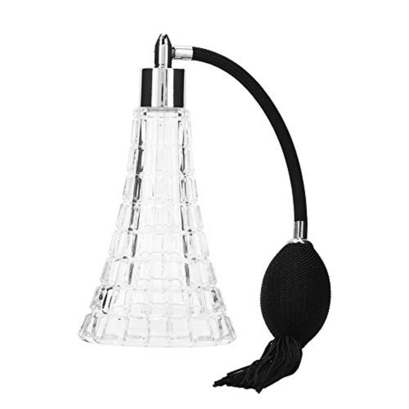 Glass Refillable Vintage Perfume Bottle with Black Bulb and Tassel Atomizer Sprayer - 2.53oz/75ml - Image 1