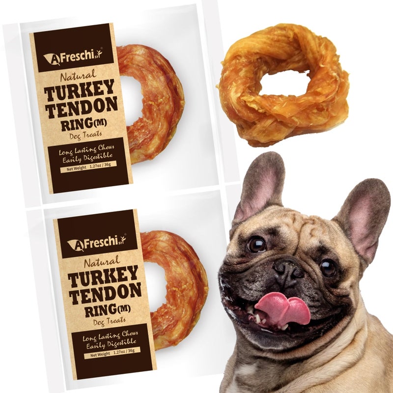 A Freschi srl Afreschi Turkey Tendon Dog Treats for Signature Series, All Natural Human Grade Puppy Chew, Turkey Sourced from USA, Hypoallergenic, Rawhide Alternative, 2 Units/Pack Ring (Medium) - Image 2