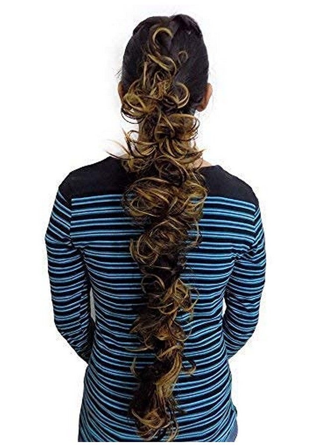SUPER GELINGEN Women Frill Hair Extensions For Ponytail And Bun Juda Maker Hair Extension Pack Of 2 (Gold) - Image 5