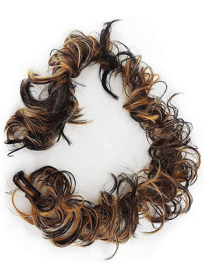 SUPER GELINGEN Women Frill Hair Extensions For Ponytail And Bun Juda Maker Hair Extension Pack Of 2 (Gold) - Image 1