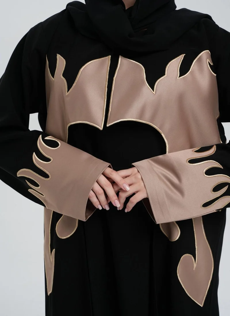 Meem by Mariyah  Applique Coat abaya with inner for Women | Best Price UAE