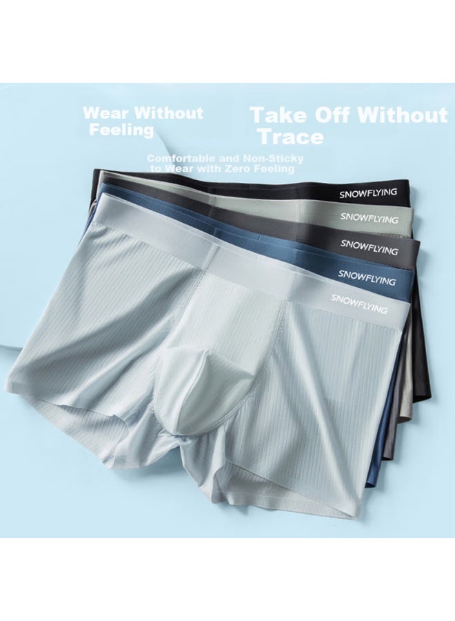 Snowflying Men's Underwear, Summer Ice Silk Seamless Antibacterial Boxer Briefs, Men's Anti-chafing Breathable Large Size Boxer Shorts - Image 3