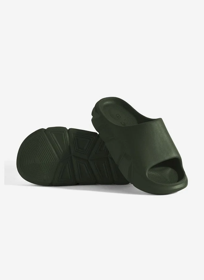 The Souled Store  The Souled Store Men Printed Olive Sliders  | Best Price UAE