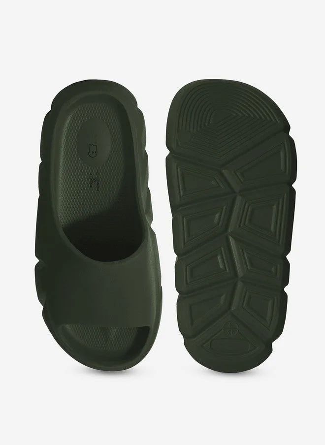 The Souled Store  The Souled Store Men Printed Olive Sliders  | Best Price UAE