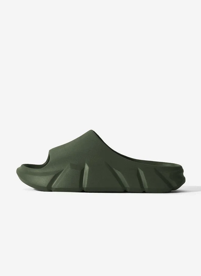 The Souled Store  The Souled Store Men Printed Olive Sliders  | Best Price UAE