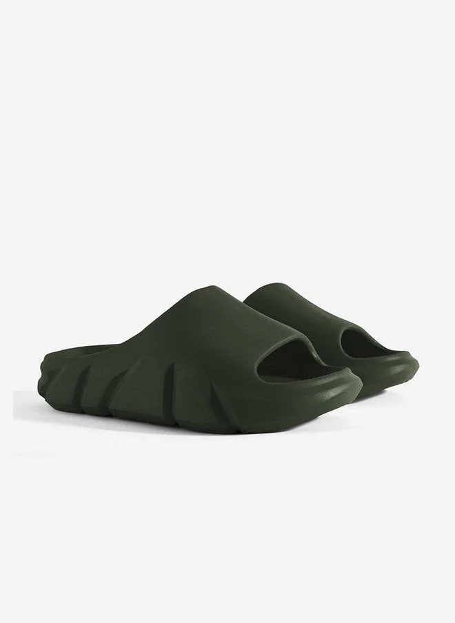 The Souled Store  The Souled Store Men Printed Olive Sliders  | Best Price UAE
