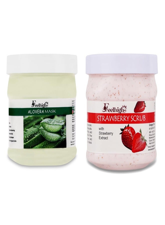 Feelhigh Face & Body Aloe Vera Mask Enriched with aloe Vera & Strawberry Scrub- Skin care products (2 Items in the set) - Image 1