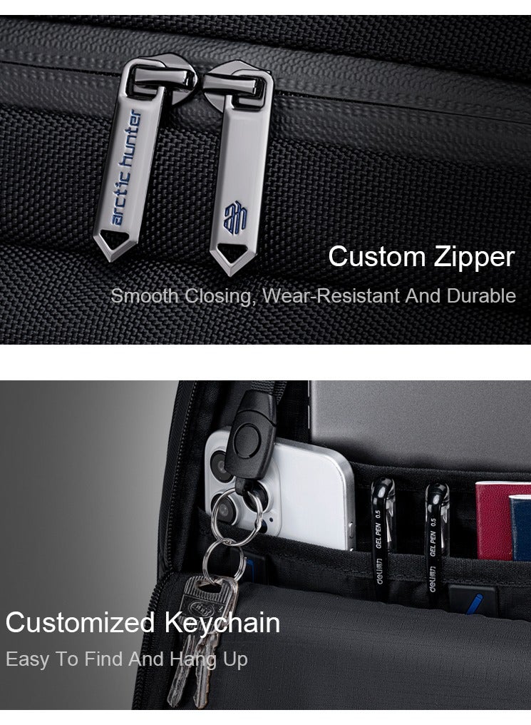 ARCTIC HUNTER Durable 16.5 Inch Casual Daypack Water Resistant Computer Bag with Luggage Carry Strap and Anti-Theft pockets for Men and Women, B00670, Black - Image 3