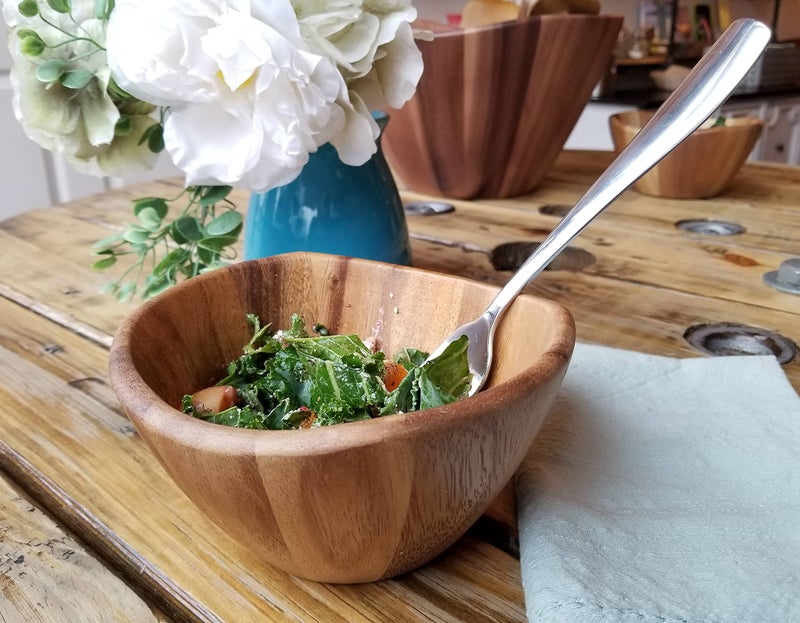 Lipper International وعاء تقديم موجة من الأكاسيا من ليبر إنترناشيونال للفواكه أو السلطات صغير 6 بوصة قطر × 3 بوصة ارتفاع وعاء واحد 20 أونصة سائلة - Image 4