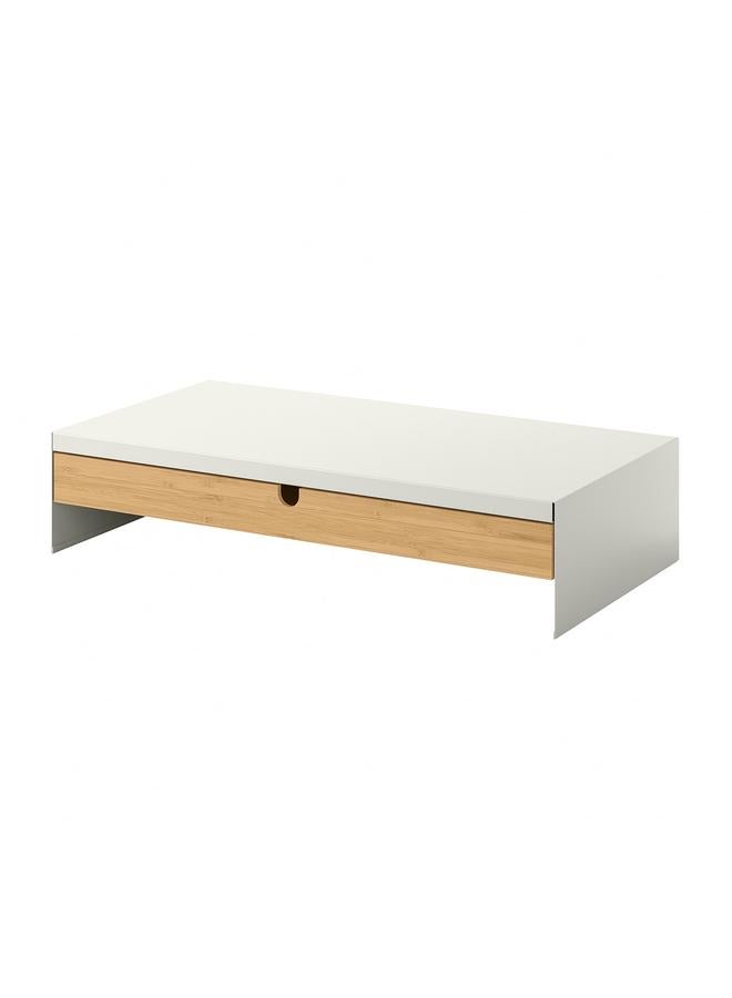 Zaboon Monitor stand with drawer, white - Image 1