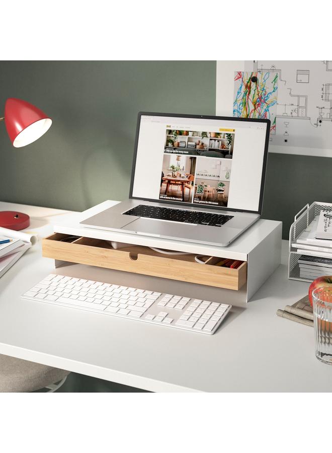 Zaboon Monitor stand with drawer, white - Image 5