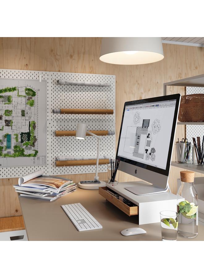 Zaboon Monitor stand with drawer, white - Image 2